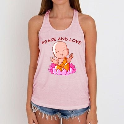 Peace And Love Buddha  Women's Knotted Racerback Tank