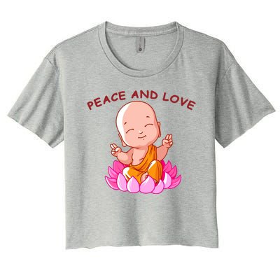 Peace And Love Buddha  Women's Crop Top Tee