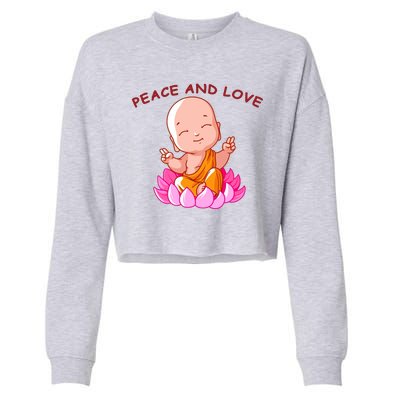 Peace And Love Buddha  Cropped Pullover Crew