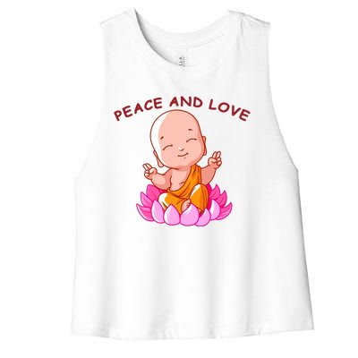 Peace And Love Buddha  Women's Racerback Cropped Tank