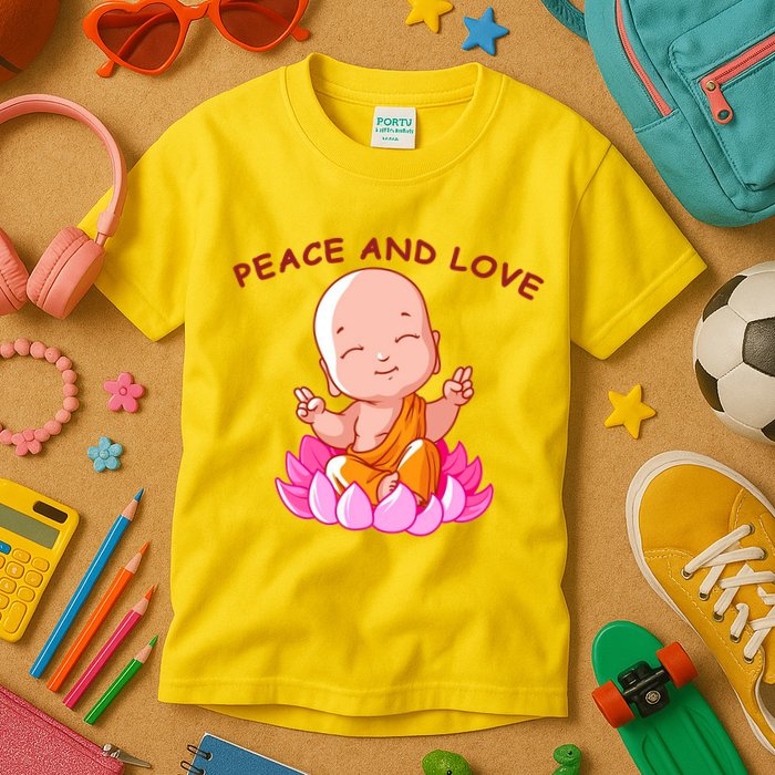 Peace And Love Buddha  Kids T-Shirt