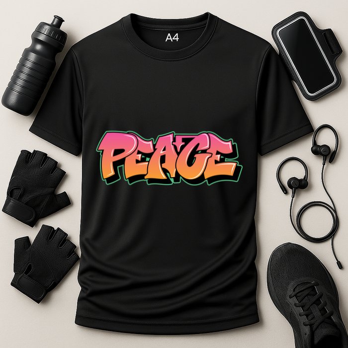 Peace Graffiti Sign Cooling Performance Crew T-Shirt