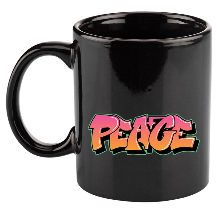 Peace Graffiti Sign 11oz C Handle Ceramic Mug