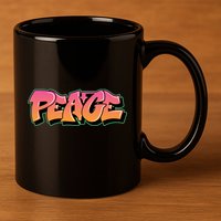 Peace Graffiti Sign 11oz C Handle Ceramic Mug