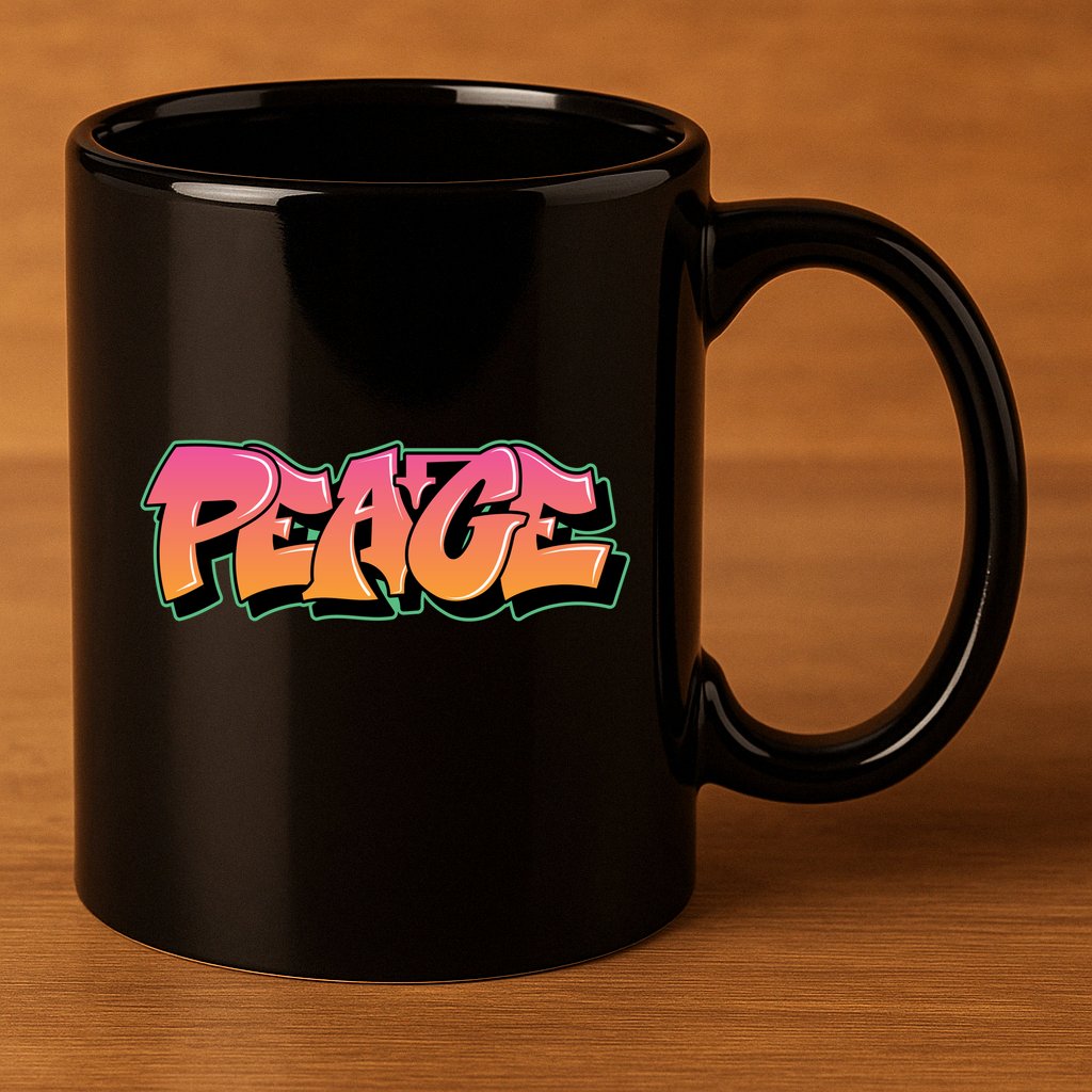 Peace Graffiti Sign 11oz C Handle Ceramic Mug