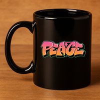 Peace Graffiti Sign 11oz C Handle Ceramic Mug