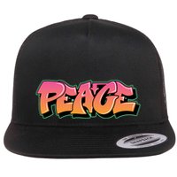 Peace Graffiti Sign Flat Bill Trucker Hat
