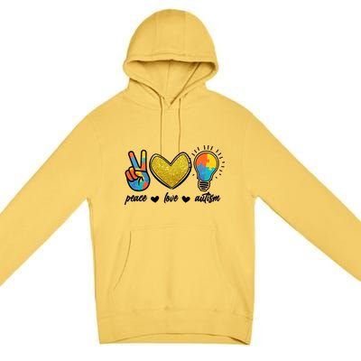 Peace Love & Autism Autism Awareness Month Premium Pullover Hoodie