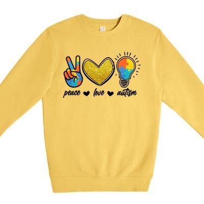 Peace Love & Autism Autism Awareness Month Premium Crewneck Sweatshirt