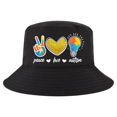 Peace Love & Autism Autism Awareness Month Cool Comfort Performance Bucket Hat