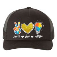 Peace Love & Autism Autism Awareness Month Yupoong Adult 5-Panel Trucker Hat