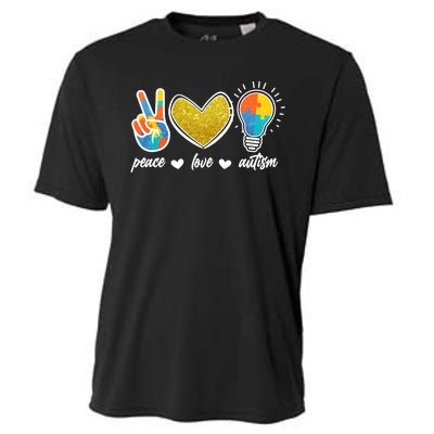 Peace Love & Autism Autism Awareness Month Cooling Performance Crew T-Shirt