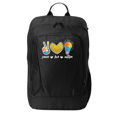 Peace Love & Autism Autism Awareness Month City Backpack