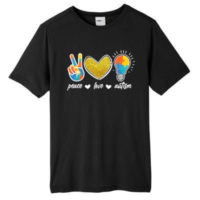 Peace Love & Autism Autism Awareness Month Tall Fusion ChromaSoft Performance T-Shirt