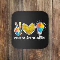 Peace Love & Autism Autism Awareness Month Coaster