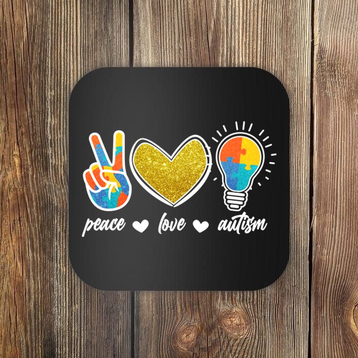 Peace Love & Autism Autism Awareness Month Coaster