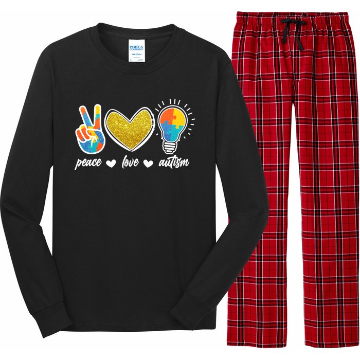 Peace Love & Autism Autism Awareness Month Long Sleeve Pajama Set