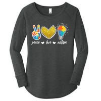 Peace Love & Autism Autism Awareness Month Women's Perfect Tri Tunic Long Sleeve Shirt