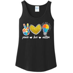 Peace Love & Autism Autism Awareness Month Ladies Essential Tank