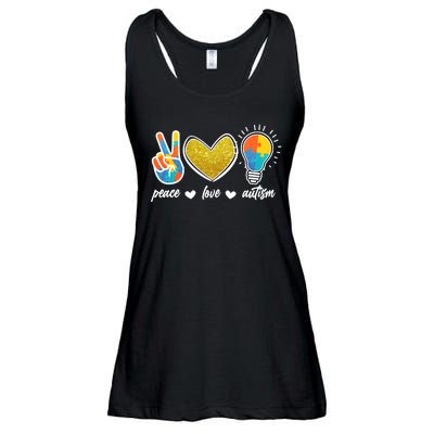 Peace Love & Autism Autism Awareness Month Ladies Essential Flowy Tank