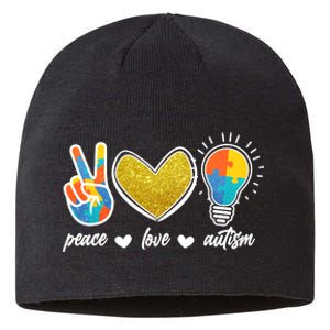 Peace Love & Autism Autism Awareness Month Sustainable Beanie