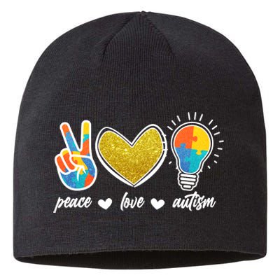 Peace Love & Autism Autism Awareness Month Sustainable Beanie