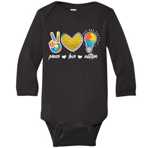 Peace Love & Autism Autism Awareness Month Baby Long Sleeve Bodysuit