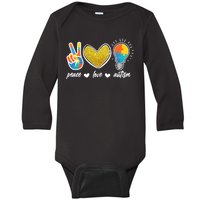 Peace Love & Autism Autism Awareness Month Baby Long Sleeve Bodysuit