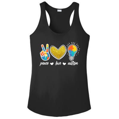 Peace Love & Autism Autism Awareness Month Ladies PosiCharge Competitor Racerback Tank