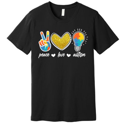 Peace Love & Autism Autism Awareness Month Premium T-Shirt