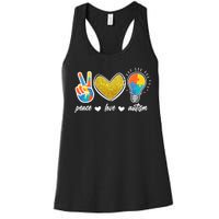 Peace Love & Autism Autism Awareness Month Women's Racerback Tank