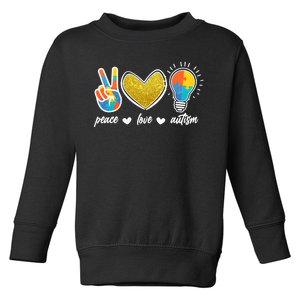 Peace Love & Autism Autism Awareness Month Toddler Sweatshirt