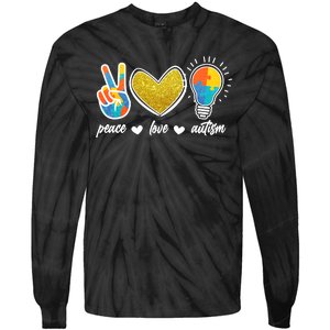 Peace Love & Autism Autism Awareness Month Tie-Dye Long Sleeve Shirt