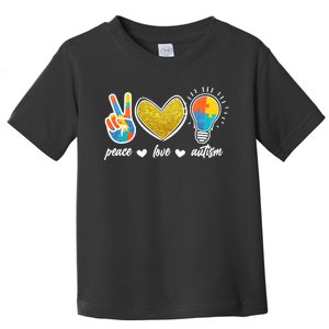 Peace Love & Autism Autism Awareness Month Toddler T-Shirt