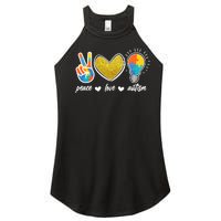 Peace Love & Autism Autism Awareness Month Women's Perfect Tri Rocker Tank