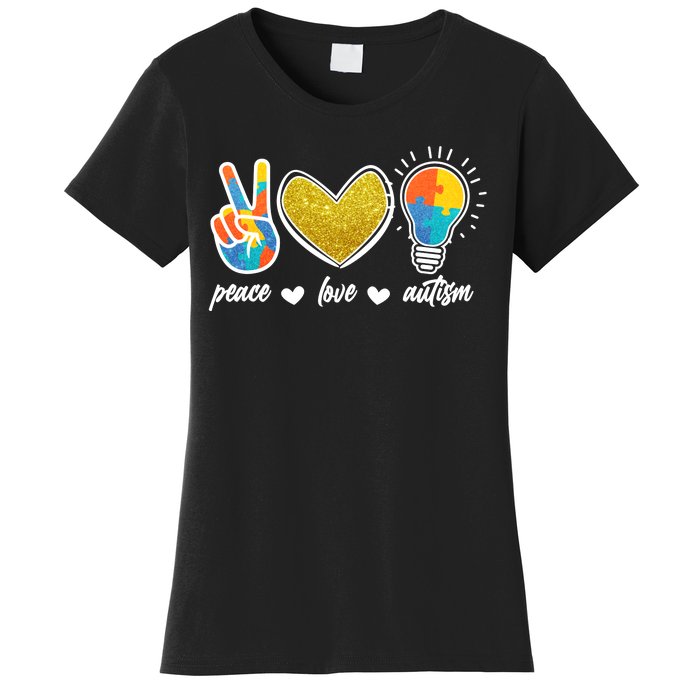 Peace Love & Autism Autism Awareness Month Women's T-Shirt