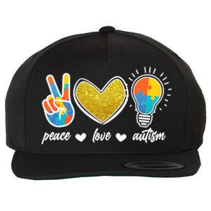 Peace Love & Autism Autism Awareness Month Wool Snapback Cap