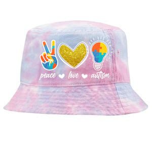 Peace Love & Autism Autism Awareness Month Tie-Dyed Bucket Hat