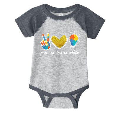 Peace Love & Autism Autism Awareness Month Infant Baby Jersey Bodysuit