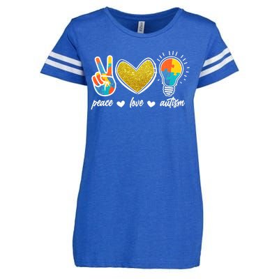 Peace Love & Autism Autism Awareness Month Enza Ladies Jersey Football T-Shirt