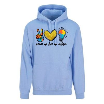 Peace Love & Autism Autism Awareness Month Unisex Surf Hoodie