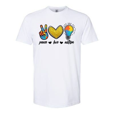 Peace Love & Autism Autism Awareness Month Softstyle CVC T-Shirt