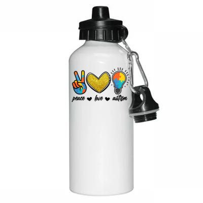 Peace Love & Autism Autism Awareness Month Aluminum Water Bottle