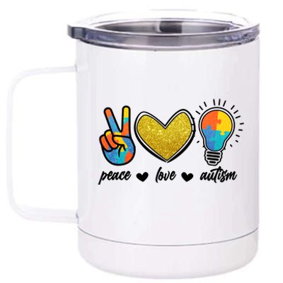 Peace Love & Autism Autism Awareness Month 12 oz Stainless Steel Tumbler Cup