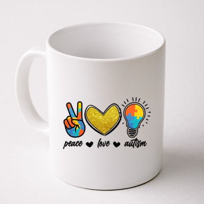 Peace Love & Autism Autism Awareness Month Coffee Mug