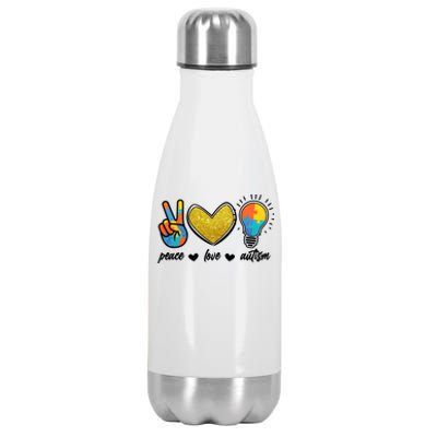 Peace Love & Autism Autism Awareness Month Stainless Steel Insulated Water Bottle