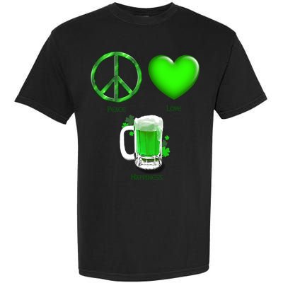 Peace Love Beer - Happiness Irish St. Patrick's Day Garment-Dyed Heavyweight T-Shirt