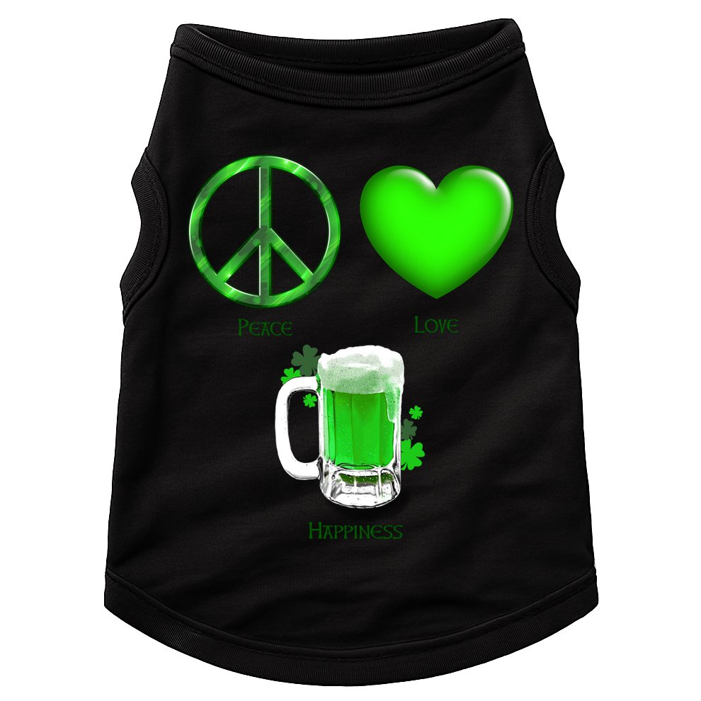 Peace Love Beer - Happiness Irish St. Patrick's Day Doggie Tank