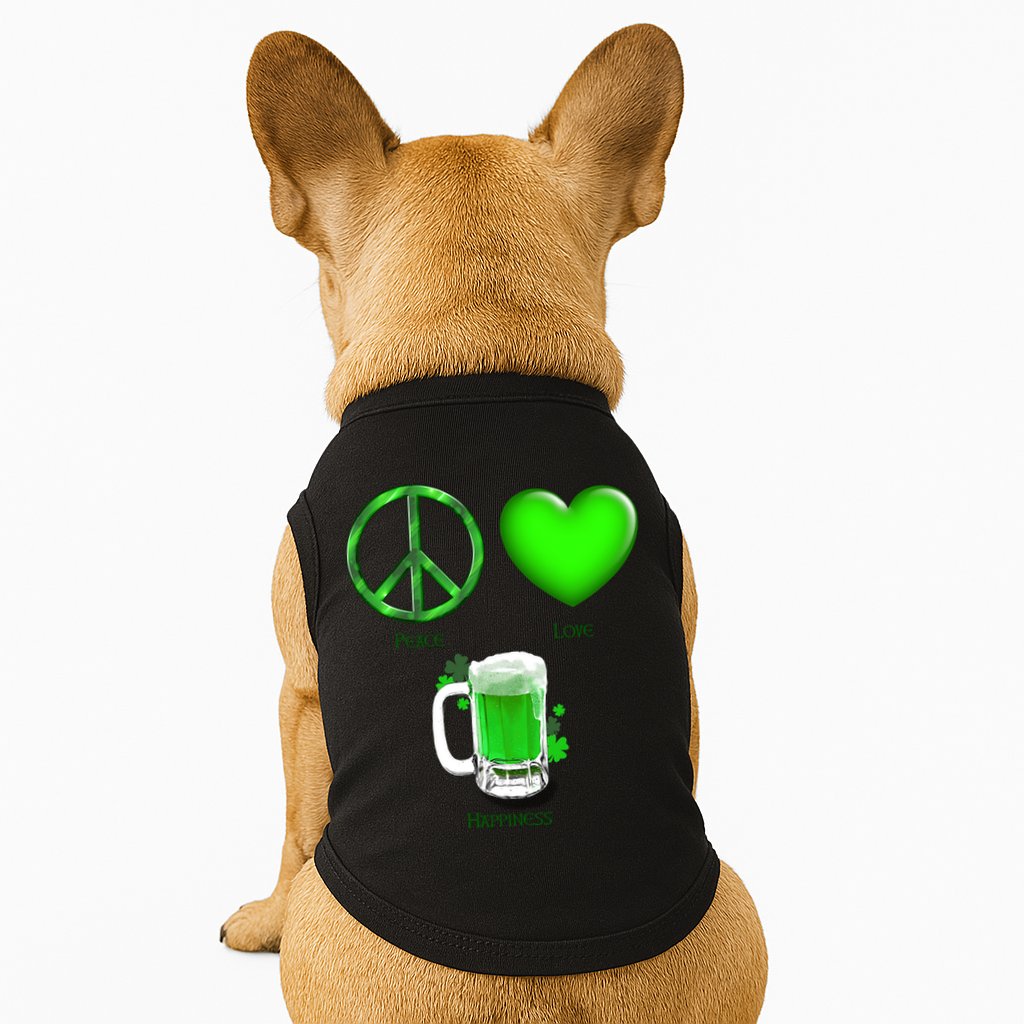 Peace Love Beer - Happiness Irish St. Patrick's Day Doggie Tank