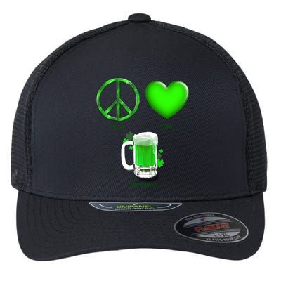 Peace Love Beer - Happiness Irish St. Patrick's Day Flexfit Unipanel Trucker Cap
